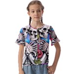 Floral Skeletons Kids  Cuff Sleeve Scrunch Bottom Tee