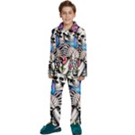 Floral Skeletons Kids  Long Sleeve Velvet Pajamas Set