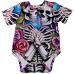 Floral Skeletons Baby Short Sleeve Bodysuit