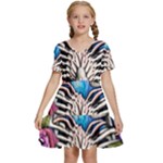 Floral Skeletons Kids  Short Sleeve Tiered Mini Dress