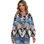 Floral Skeletons Women s Long Sleeve Button Down Shirt