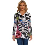 Floral Skeletons Long Sleeve Drawstring Hooded Top