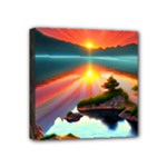 Sunset Over A Lake Mini Canvas 4  x 4  (Stretched)