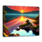 Sunset Over A Lake Canvas 20  x 16  (Stretched)