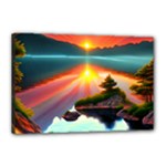 Sunset Over A Lake Canvas 18  x 12  (Stretched)