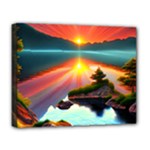 Sunset Over A Lake Deluxe Canvas 20  x 16  (Stretched)