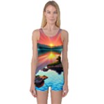 Sunset Over A Lake One Piece Boyleg Swimsuit