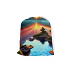 Sunset Over A Lake Drawstring Pouch (Medium)