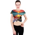 Sunset Over A Lake Crew Neck Crop Top