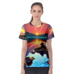 Sunset Over A Lake Women s Sport Mesh Tee