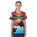 Sunset Over A Lake Women s Cotton Tee