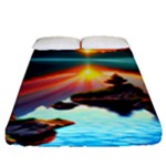 Sunset Over A Lake Fitted Sheet (Queen Size)