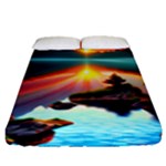 Sunset Over A Lake Fitted Sheet (Queen Size)