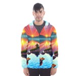 Sunset Over A Lake Men s Hooded Windbreaker