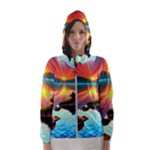 Sunset Over A Lake Women s Hooded Windbreaker