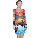 Sunset Over A Lake Long Sleeve Nightdress