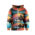 Sunset Over A Lake Kids  Zipper Hoodie