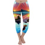 Sunset Over A Lake Capri Winter Leggings 