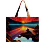 Sunset Over A Lake Zipper Mini Tote Bag