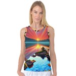 Sunset Over A Lake Women s Basketball Tank Top