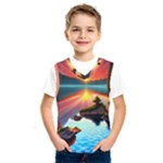 Sunset Over A Lake Kids  Basketball Tank Top