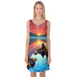 Sunset Over A Lake Sleeveless Satin Nightdress