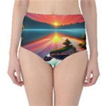 Sunset Over A Lake Classic High-Waist Bikini Bottoms