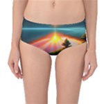 Sunset Over A Lake Mid-Waist Bikini Bottoms