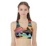 Sunset Over A Lake Sports Bra with Border