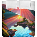 Sunset Over A Lake Duvet Cover Double Side (King Size)