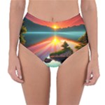 Sunset Over A Lake Reversible High-Waist Bikini Bottoms