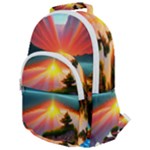 Sunset Over A Lake Rounded Multi Pocket Backpack