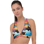 Sunset Over A Lake Halter Plunge Bikini Top