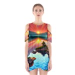 Sunset Over A Lake Shoulder Cutout One Piece Dress