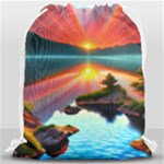 Sunset Over A Lake Drawstring Bag (Large)