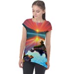 Sunset Over A Lake Cap Sleeve High Low Top