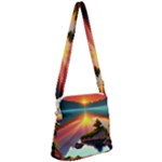 Sunset Over A Lake Zipper Messenger Bag