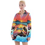 Sunset Over A Lake Women s Long Sleeve Casual Dress