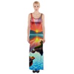 Sunset Over A Lake Thigh Split Maxi Dress