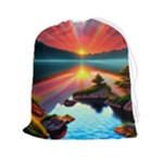 Sunset Over A Lake Drawstring Pouch (2XL)