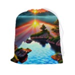 Sunset Over A Lake Drawstring Pouch (2XL)