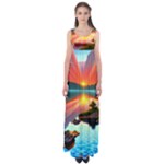 Sunset Over A Lake Empire Waist Maxi Dress