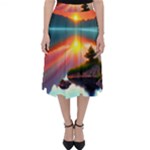 Sunset Over A Lake Classic Midi Skirt