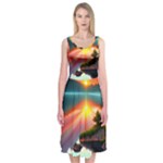 Sunset Over A Lake Midi Sleeveless Dress