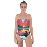 Sunset Over A Lake Tie Back One Piece Swimsuit