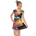 Sunset Over A Lake Kids  Cap Sleeve Dress