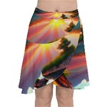 Sunset Over A Lake Chiffon Wrap Front Skirt