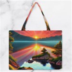 Sunset Over A Lake Zipper Medium Tote Bag