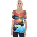 Sunset Over A Lake Wide Neckline Tee