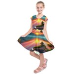 Sunset Over A Lake Kids  Short Sleeve Dress